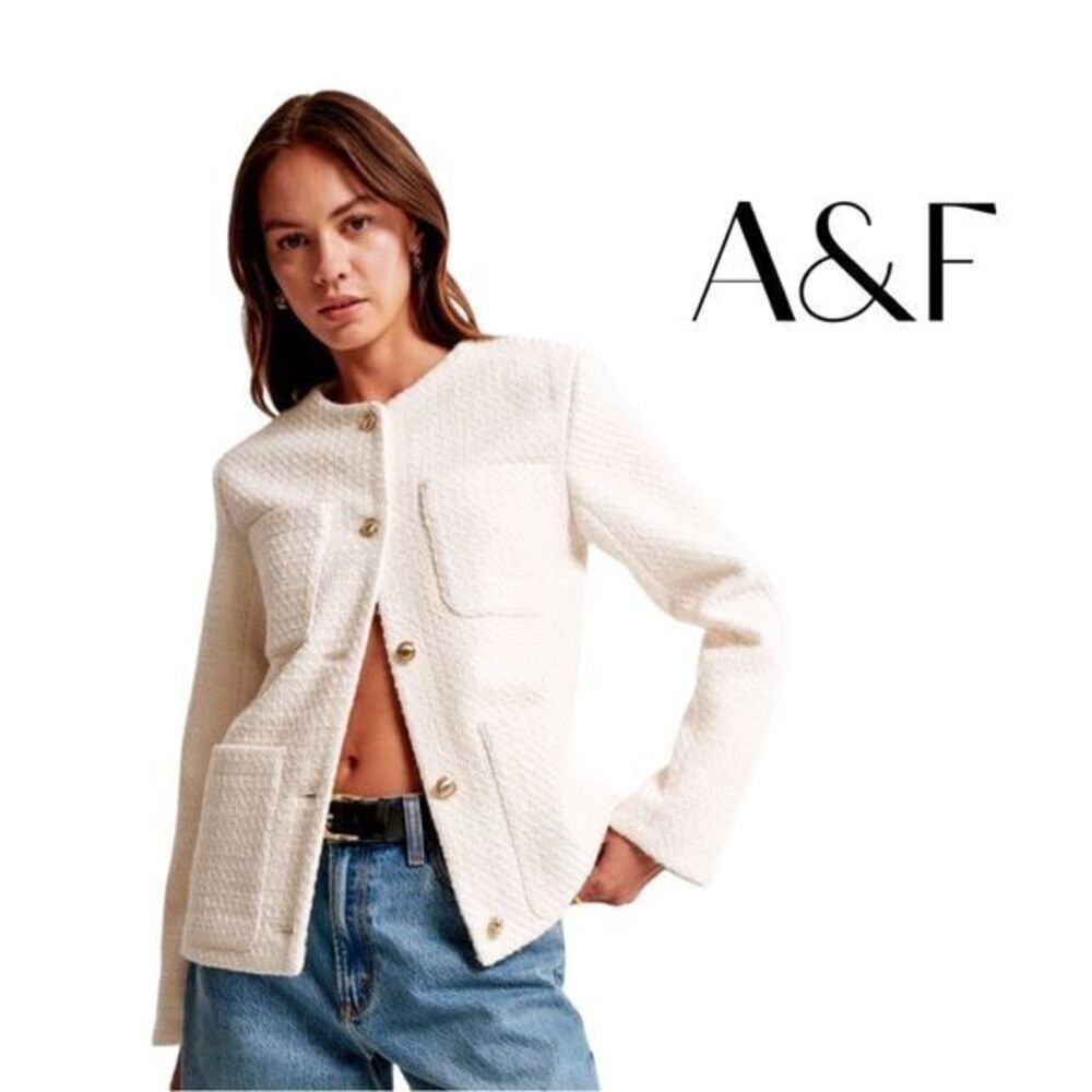 Abercrombie & Fitch Cream Blazer Relaxed Fit